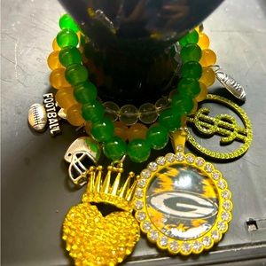 Green packers stacked bracelet